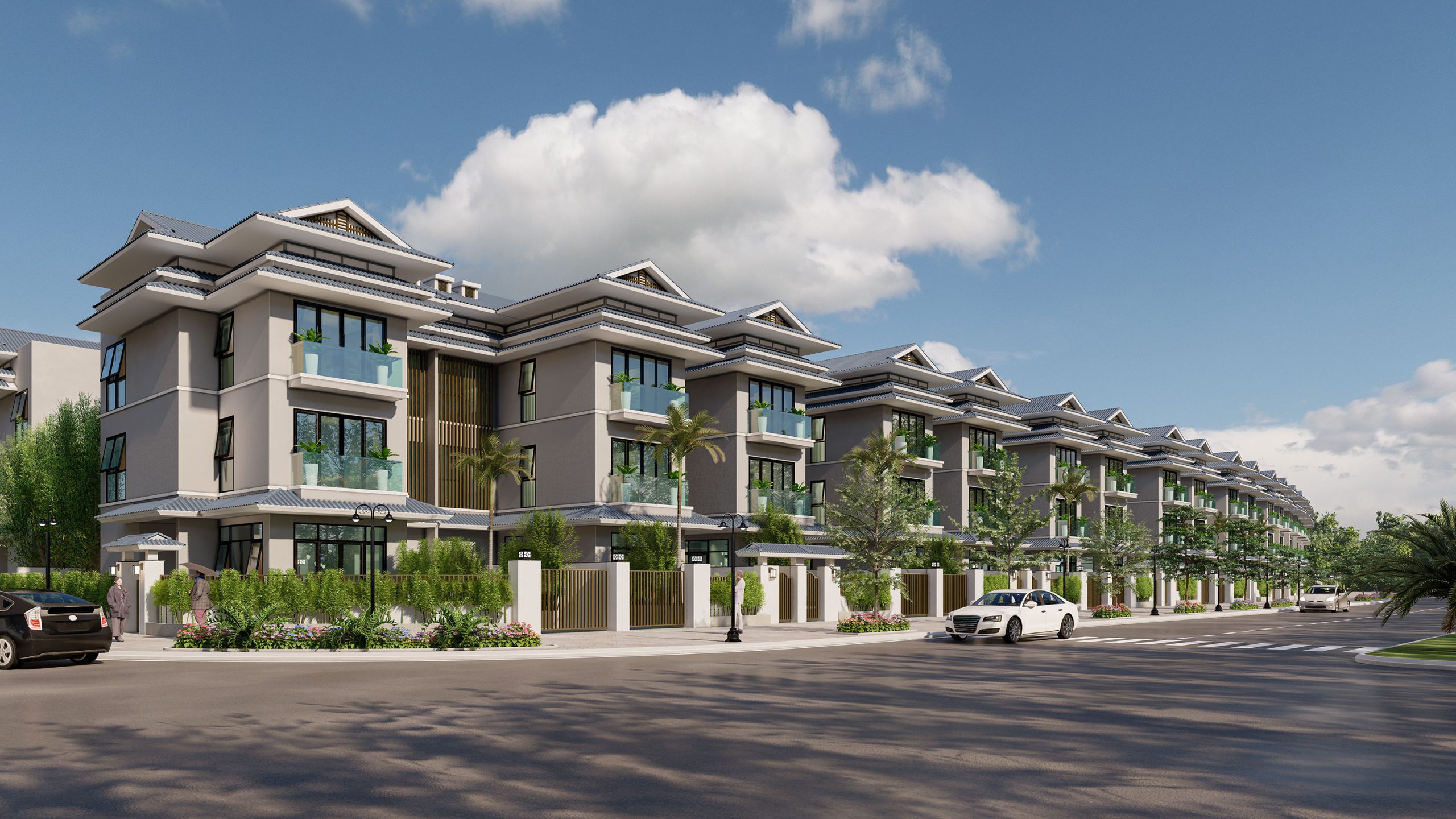 Bán biệt thự song lập hướng Đông xây 3 tầng 1 tum bàn giao mặt ngoài Vinhomes Olympic Ngọc Hồi Hanoi