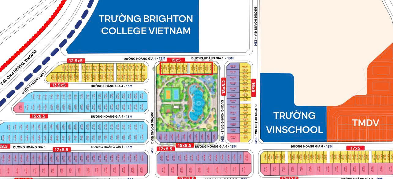 Bán BT liền kề xẻ khe Tinh Hoa - DT: 75m2, mặt tiền 5m cửa Tây Bắc nhìn ra công viên Brighton College VN Vinhomes Cổ Loa