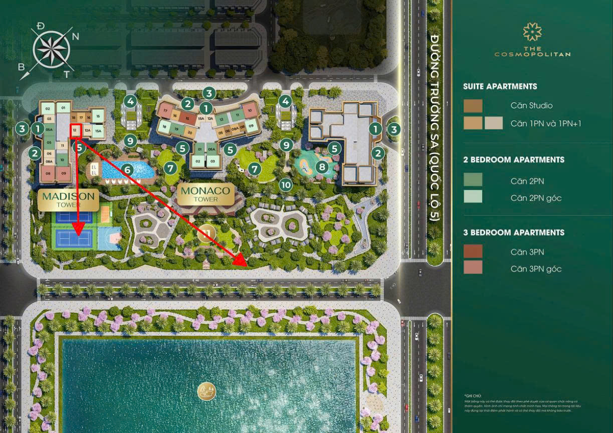 Bán căn hộ 1PN+/1WC ban công Tây Bắc - DT: 47m2 tòa M3 Madison view hồ trung tâm The Cosmopolitan Vinhomes Cổ Loa