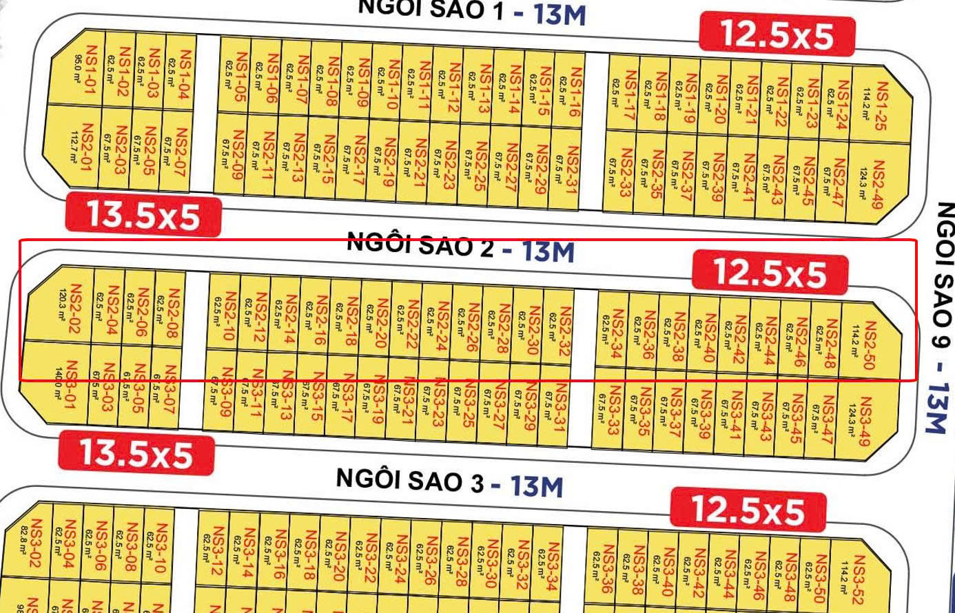 Cần bán biệt thự NS2-xx Vinhomes Global Gate - DT: 62.5m2 hướng Tây Bắc - MT: 5m đường trước rộng 13m