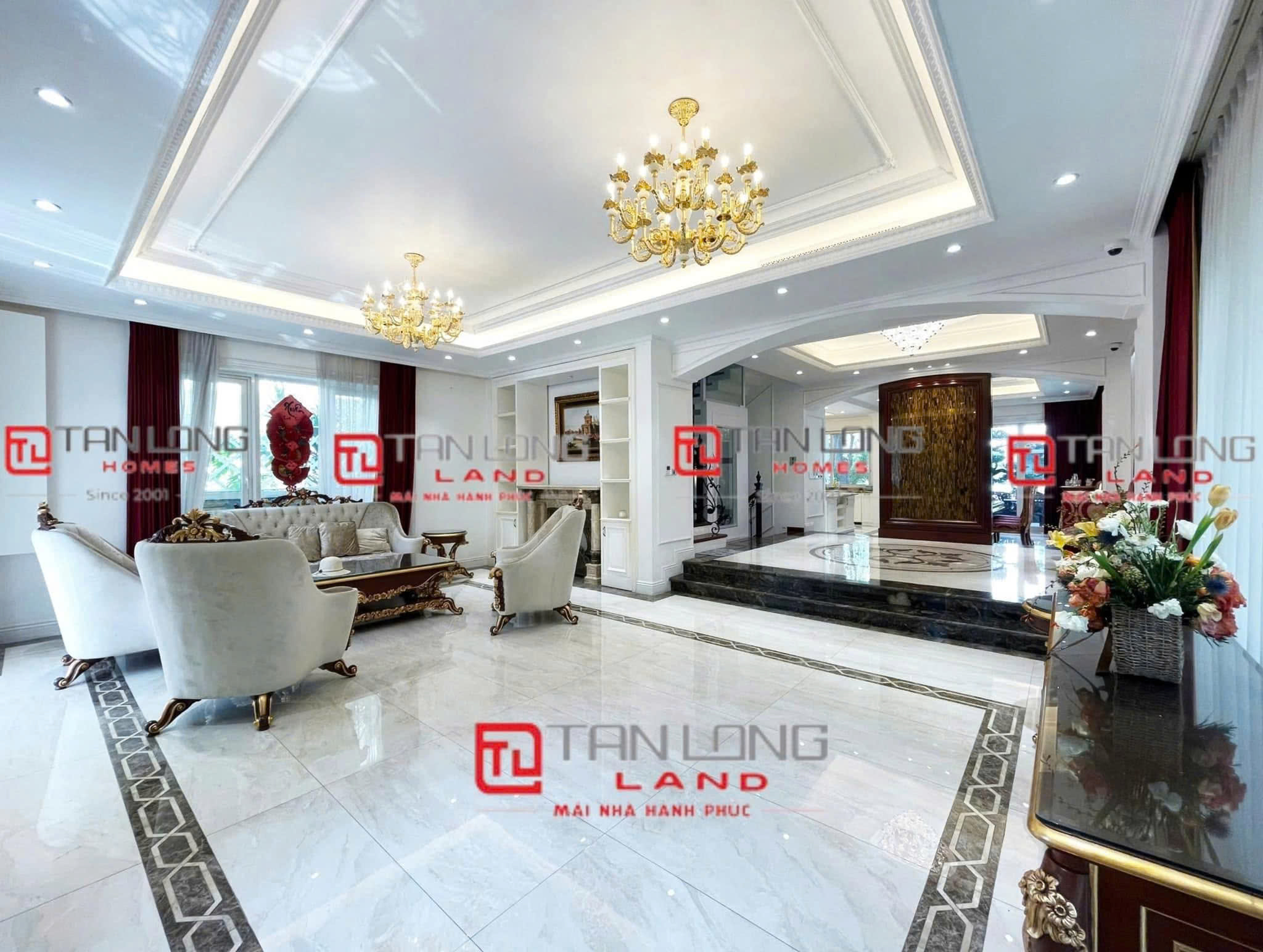 Cho thuê dinh thự đơn lập Bằng Lăng Vinhomes Riverside - DT: 550m2 x 3.5 tầng, 1 hầm nội thất nhập khẩu cao cấp