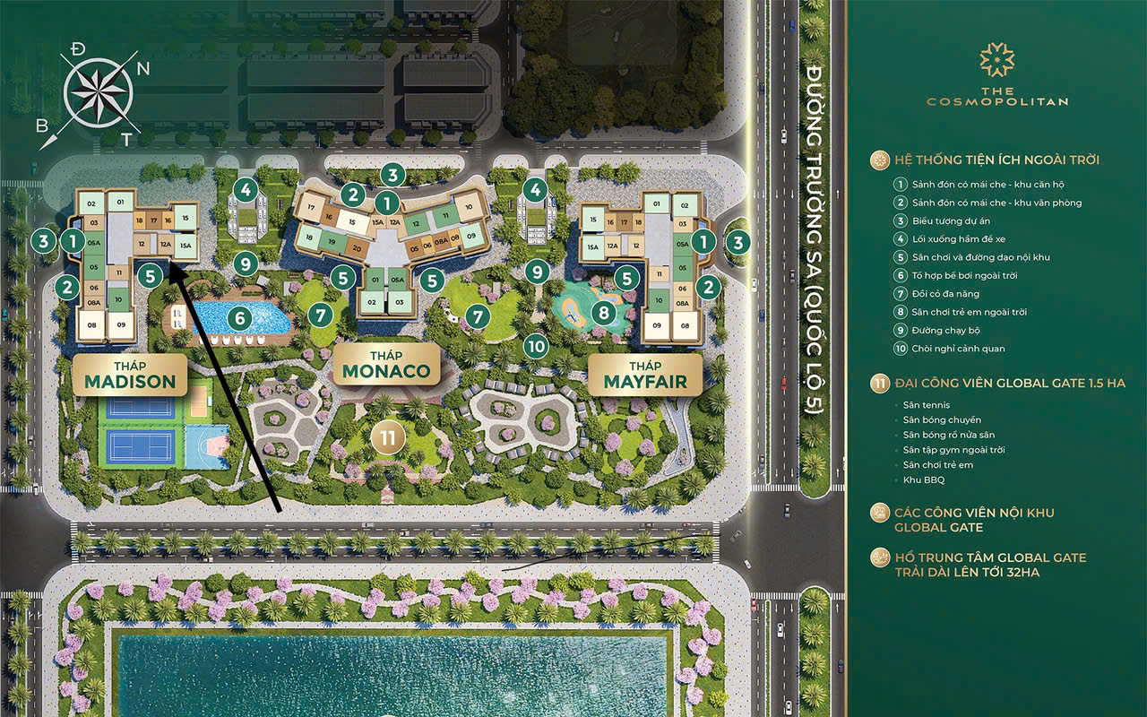 Mua căn hộ 1PN+1 ban công Tây Bắc view nội khu tòa M3 MIK The Cosmopolitan Vin Cổ Loa