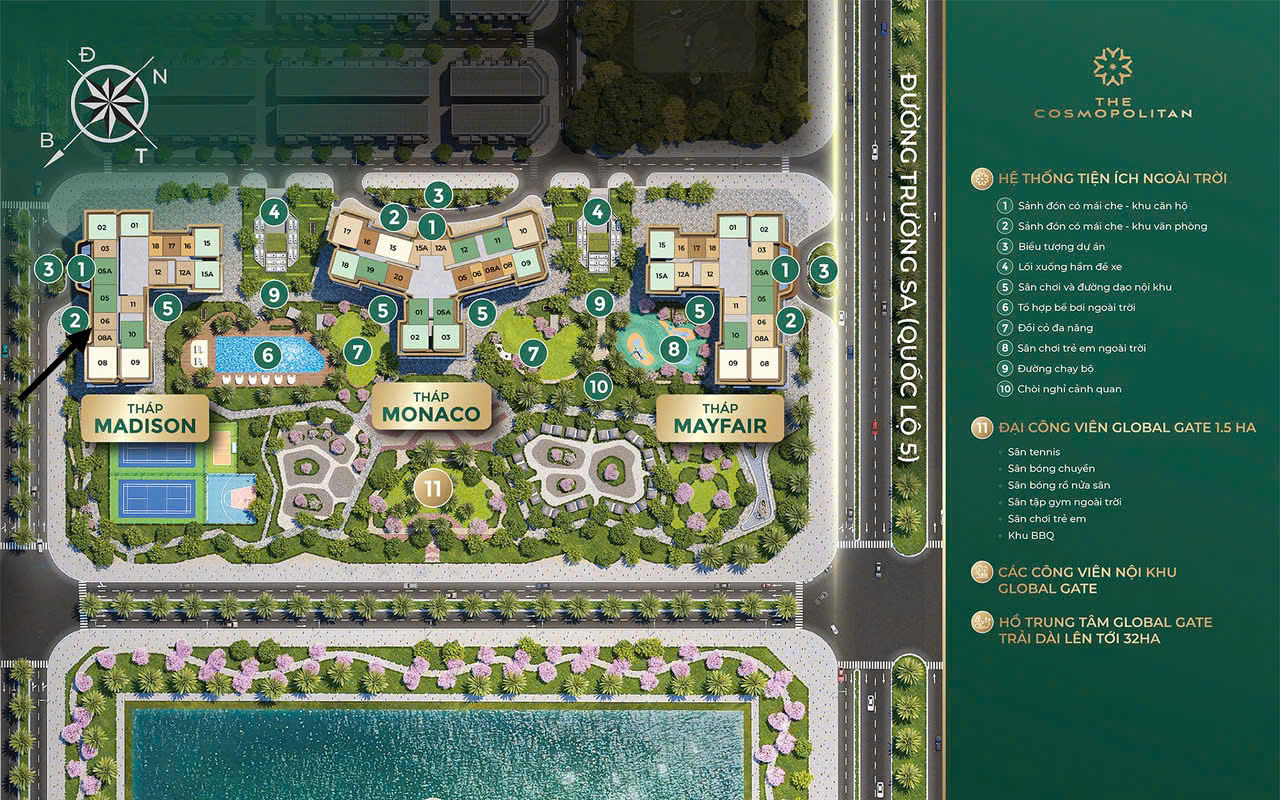 Mua căn hộ 1PN+1 tòa M3 diện tích 46.6m2 ban công Đông Bắc view nội khu MIK The Cosmopolitan Vin Cổ Loa