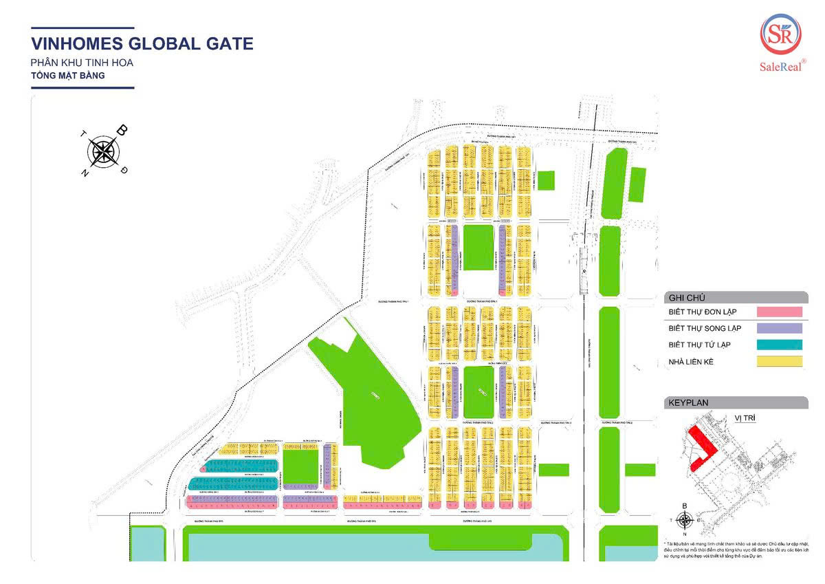 Mặt bằng quy hoạch phân khu Tinh Hoa Vinhomes Global Gate Cổ Loa, Đông Anh